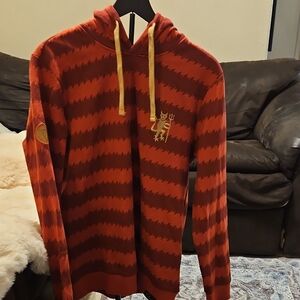 Red and Brown Striped Hoodie